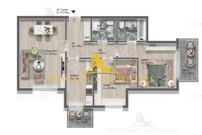 APARTAMENT CU 3 CAMERE IN ZONA ALBERT - 1