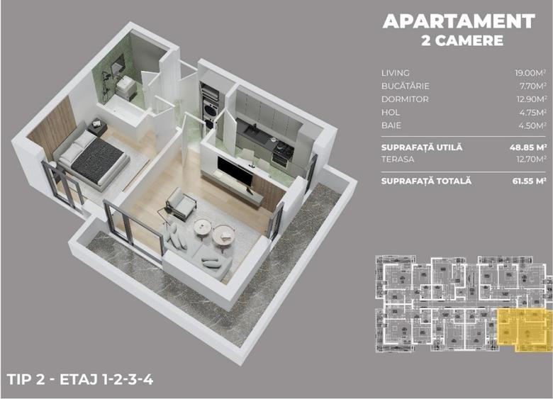 || NOUL CAMPUS DRUMUL FERMEI || Apartament 2 camere - 6
