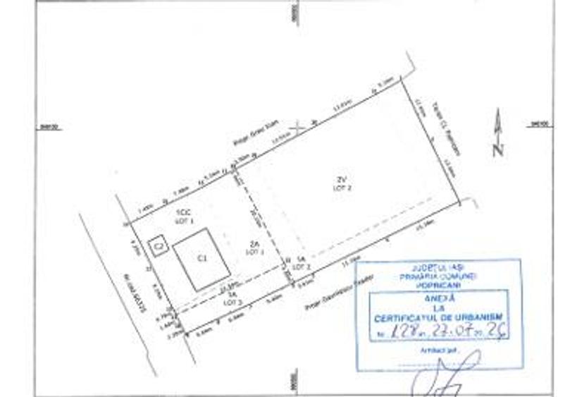 Teren Construcții intravilan de 949 mp, în Popricani