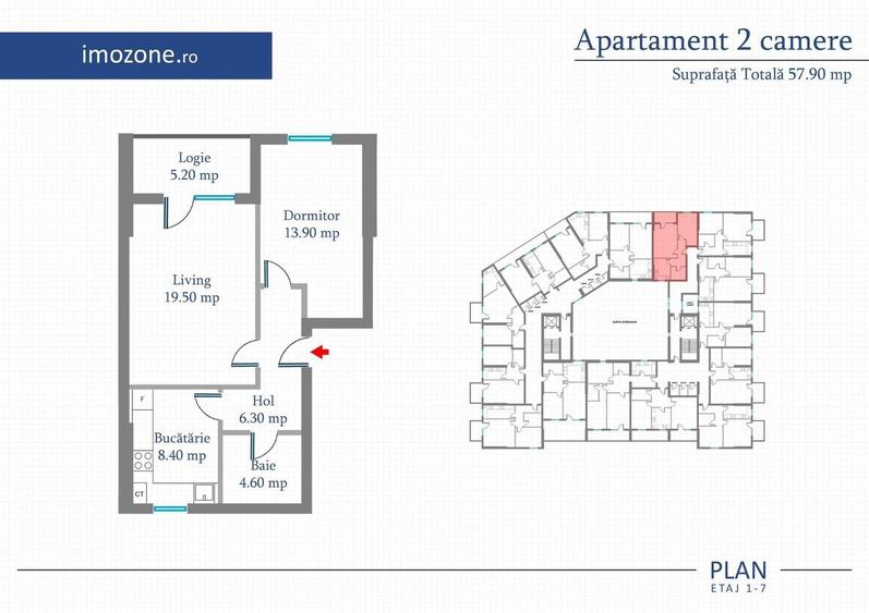 Apartament cu 2 camere decomandat în Militari