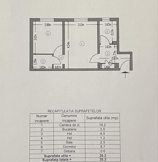 Apartament cu 2 camere semidecomandat în Trivale