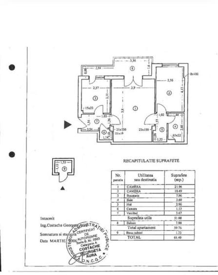 Apartament cu 2 camere 59,76 mp - piata Amzei - 11