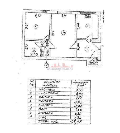Apartament cu 2 camere nedecomandat în Ștefan cel Mare