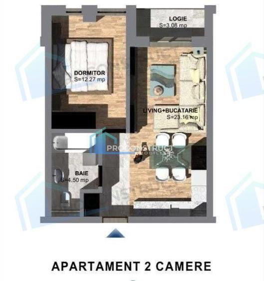 Apartament cu 2 camere în Dumbrăvița