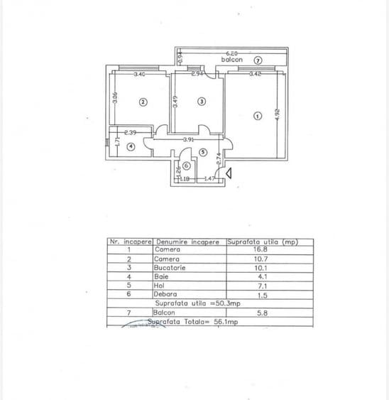 Apartament 2 camere 56mp, zona Vidin, etaj 3/4. - 2