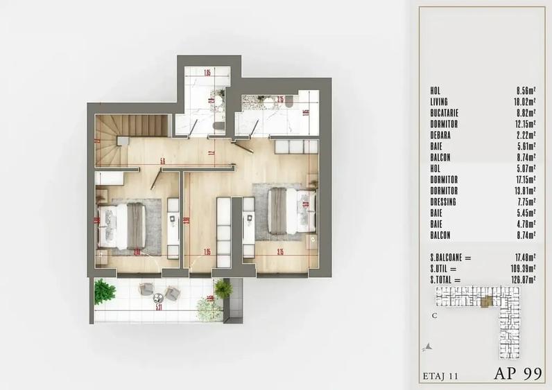 Duplex 4 Camere Lux  Vedere Superba Ansamblu Premium Sector 3 - 5