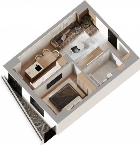 *BLOC NOU*Apartament 1 camera 45 mp,Pasarela Octav Bancila - 2