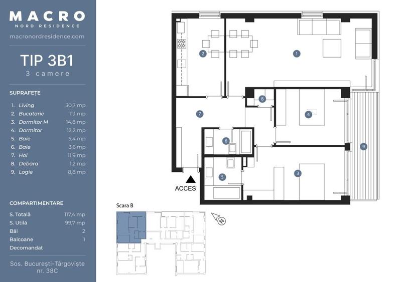 3 camere 117mpc -imobil 2025- Straulesti - Bucurestii Noi - Sisesti - 2