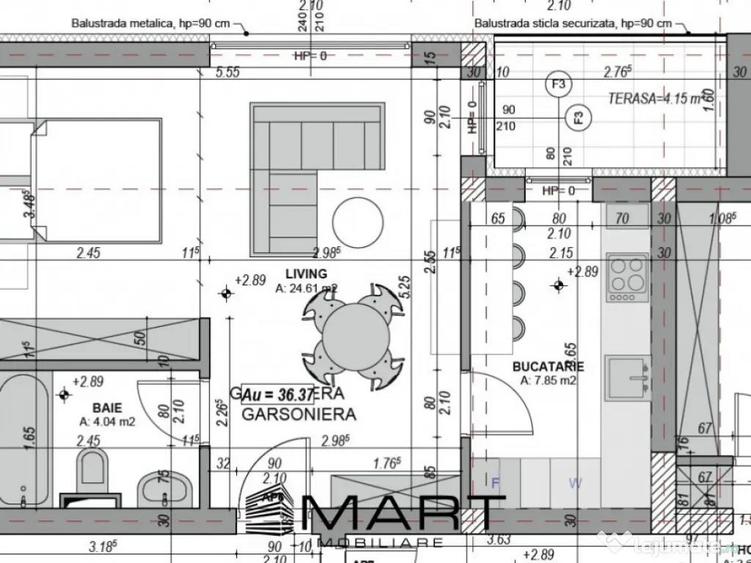 Garsoniera 36 mp etaj 1 cartier Davinci - 4