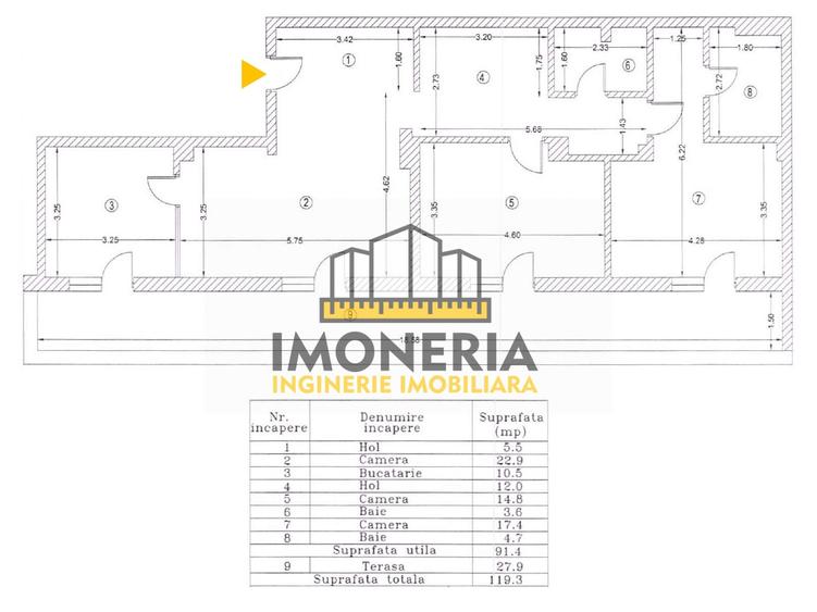 Apartament cu 3 camere semidecomandat, mobilat în Titan