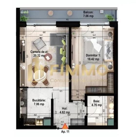 Apartament 2 camere | 64mp | ET 13 | ID:1422 - 11