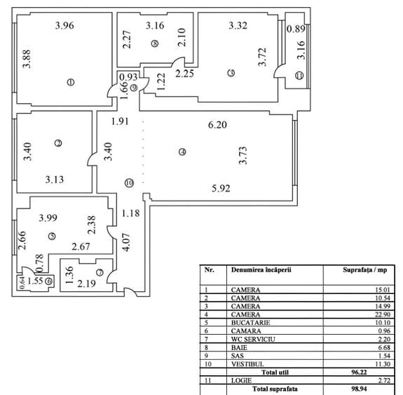 Apartament cu 4 camere, mobilat în Unirii