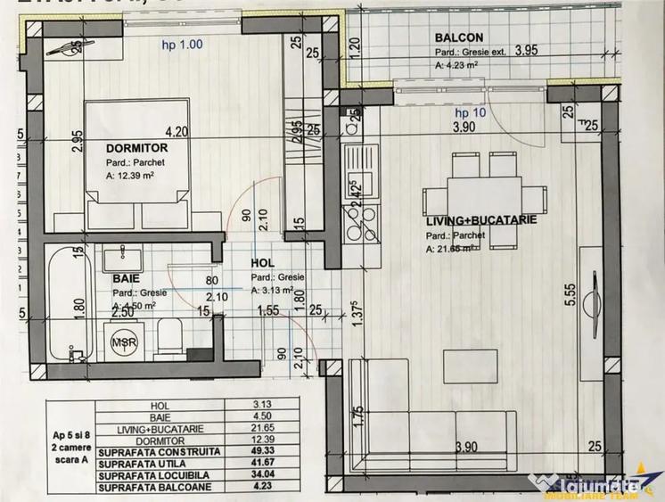 Apartament cu 2 camere decomandat în Central