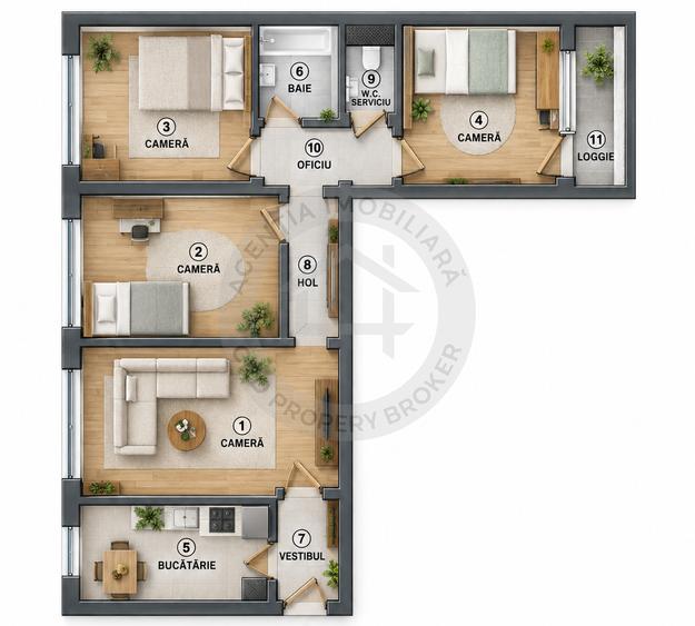 Apartament cu 4 camere semidecomandat, mobilat în Drumul Taberei