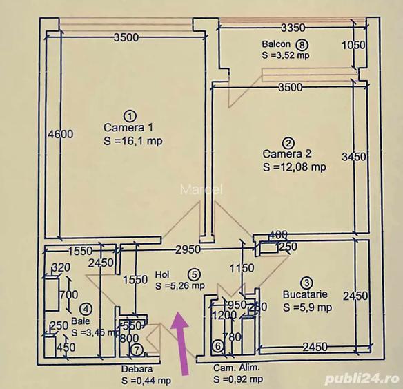 Apartament decomandat cu doua camere!