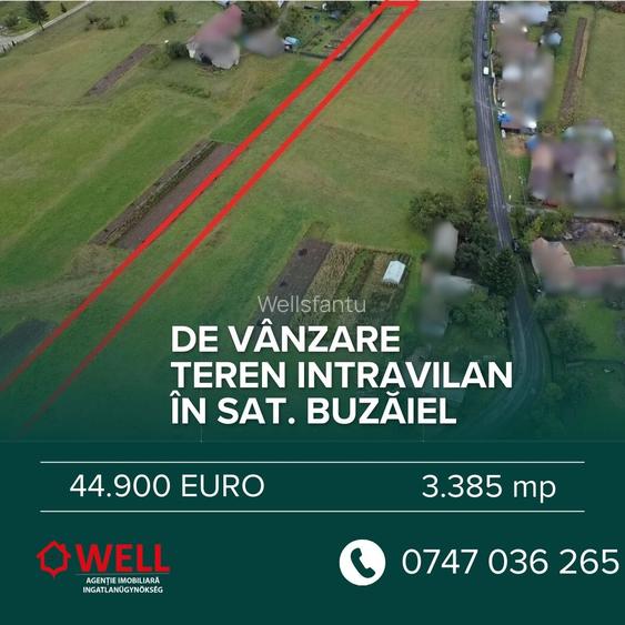De vânzare teren intravilan în sat. Buzăiel