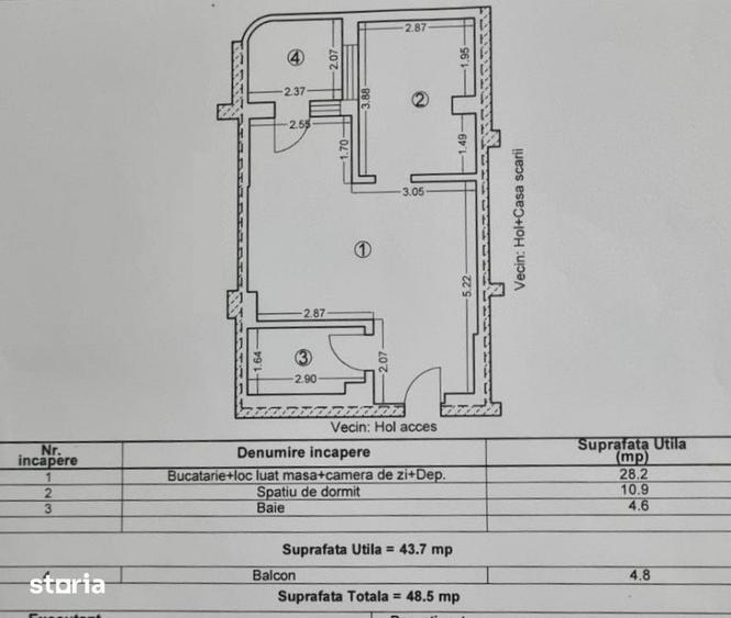 Apartament cu 2 camere în Nord