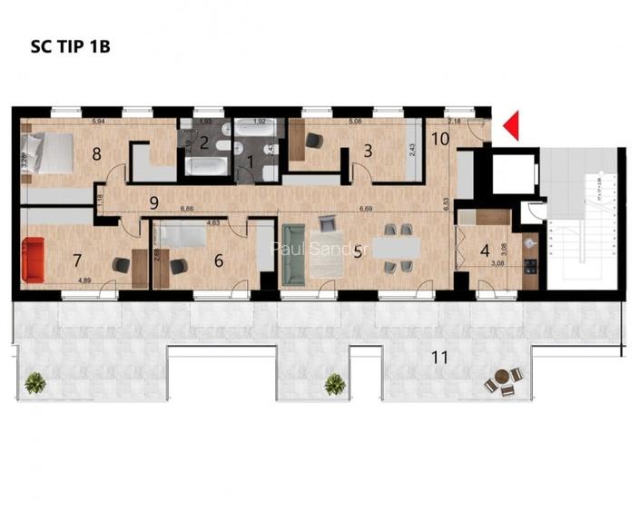 Penthouse 5 camere, 115 mp, 70 mp terasa, zona Golden Tulip Zorilor