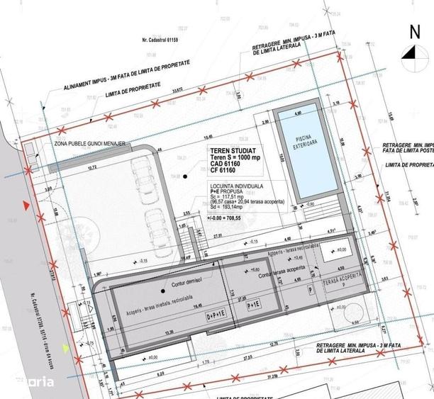 Teren 1000mp autorizat, casa D+P+1E 269mp, Proiect Piscina, Salicea - 1