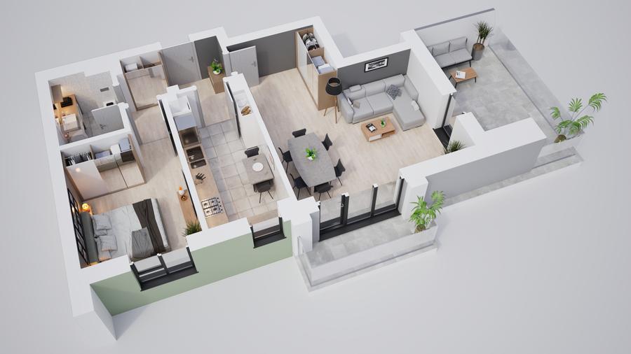 Apartament 2 camere, cartier privat si modern cu incalzire in pardoseala - 3