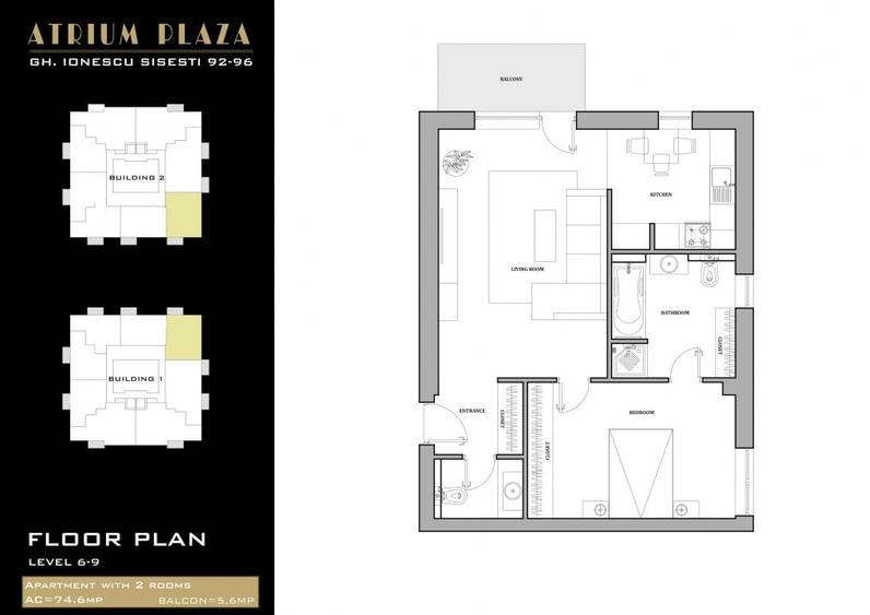 0% | Apartament 2 camere NOU, semidecomandat, 58 mp, 2 bai  | Atrium - Sisesti - 13