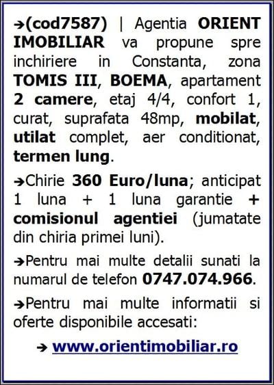 De inchiriat apartament 2 camere, mobilat, termen lung, zona Boema - 9