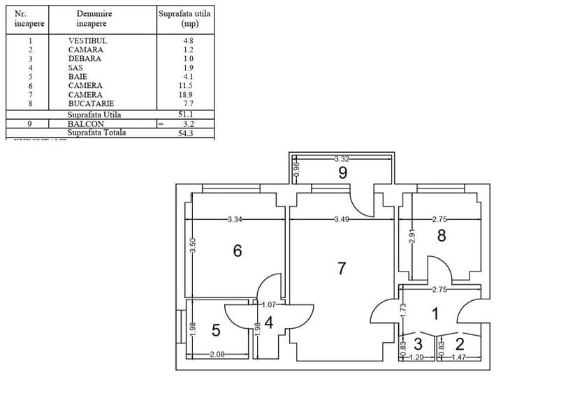 Apartament cu 2 camere semidecomandat în Morarilor
