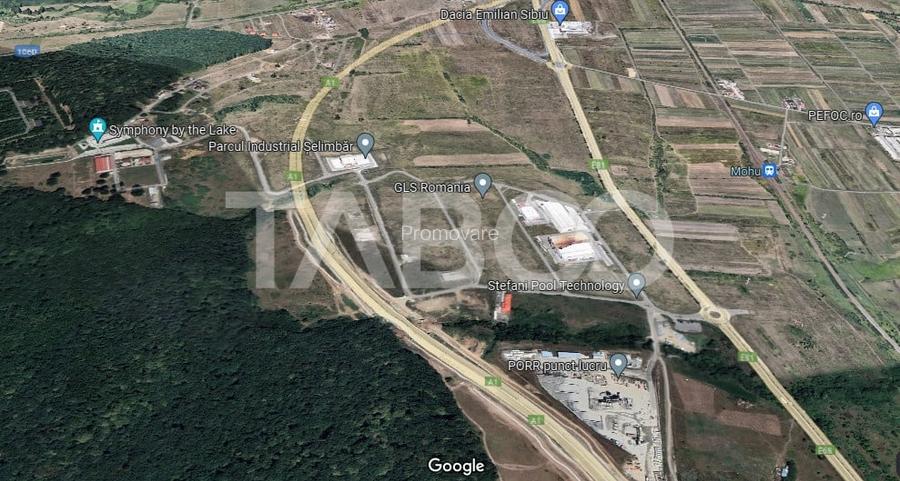 Teren intravilan industrial 1886 mp deschidere 33 m POT 40% CUT 1,2