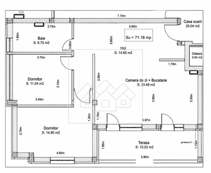 Apartament cu 3 camere în Terezian