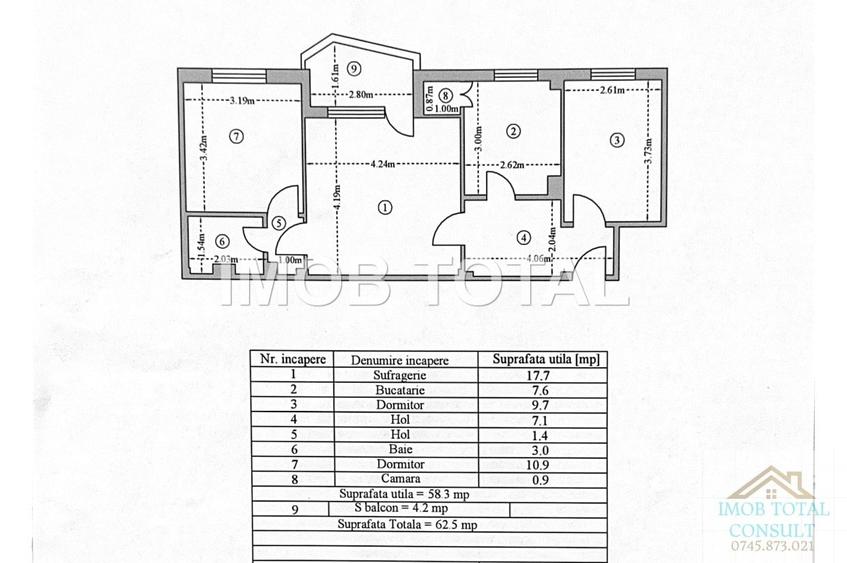 Apartament cu 3 camere semidecomandat în Găvana 2