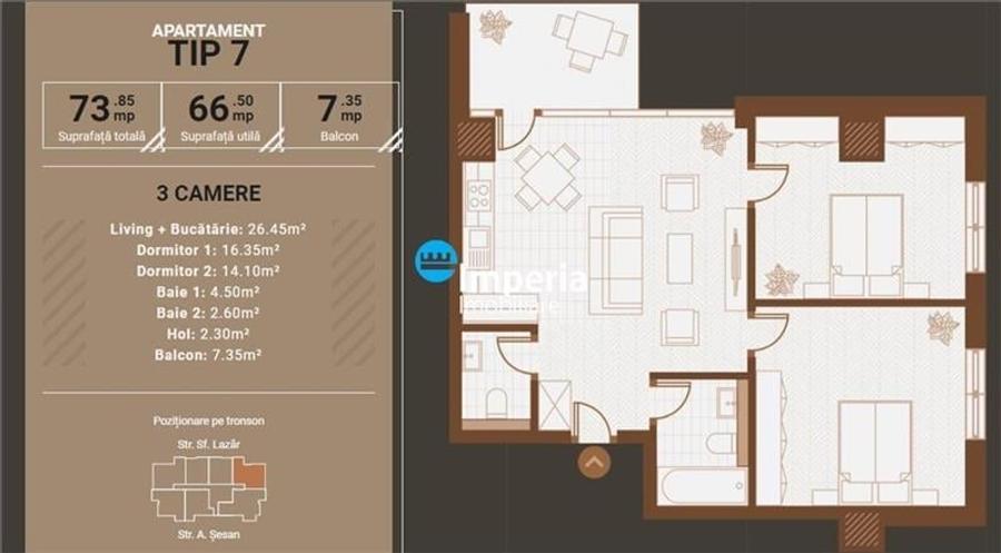 Proiect deosebit! ap 3 camere ULTRACENTRAL! langa PALAS - 4