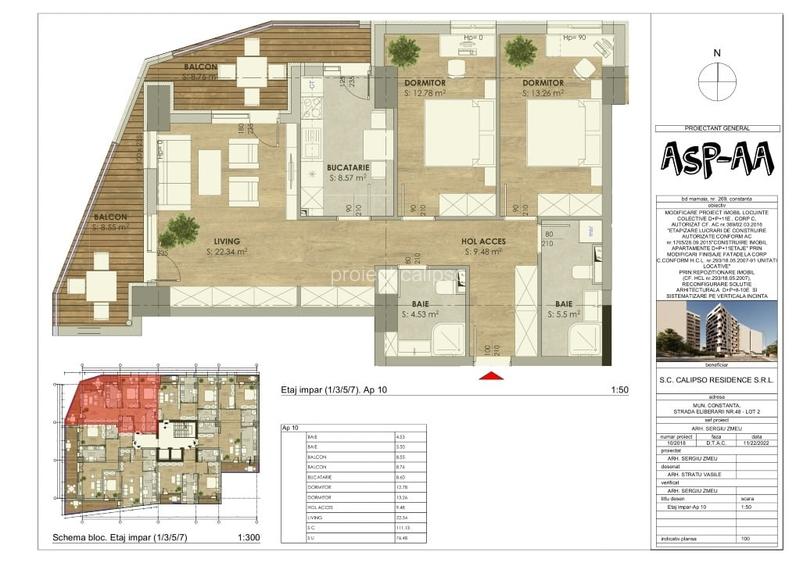 Apartament 3 camere, inel 2 Constanta 133900 € + TVA