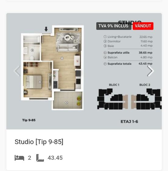 Vând Studio – Siena Residence, Popești-Leordeni - 2