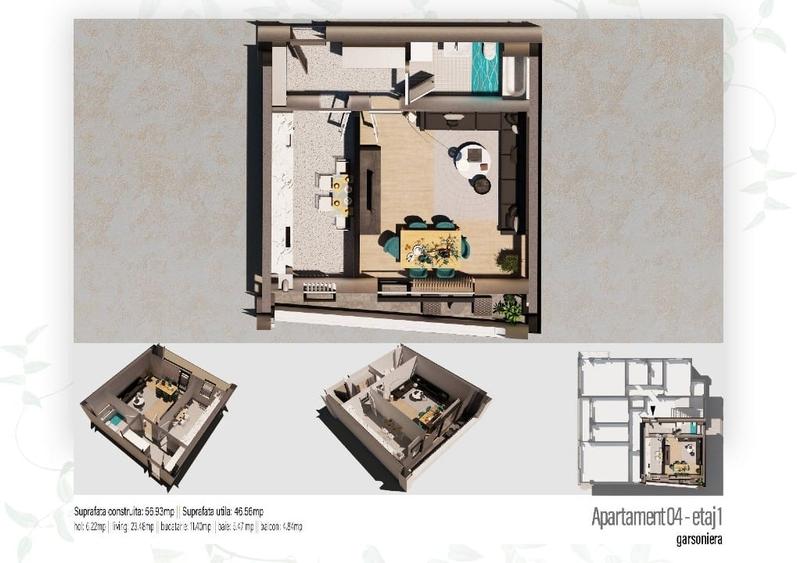 ULTIMILE 3 unitati - de la 1000€/m2 Garsoniera 51.4 m2 - zona Kamsas - 1
