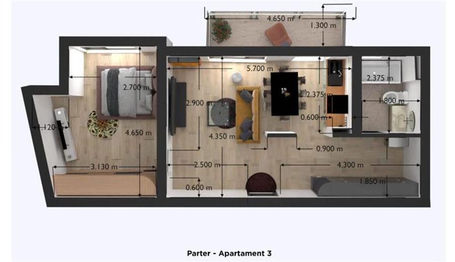 Apartament cu 2 camere decomandat în Cetății