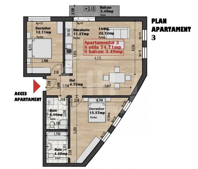 Apartament 3 camere, 2 bai, etaj 1, bloc finalizat in cartierul Iris - 1