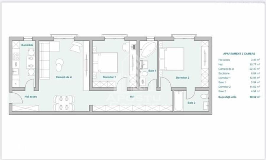 Apartament cu 3 camere în Plopi