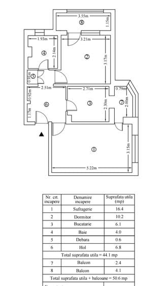 Apartament cu 2 camere decomandat în Micro 17