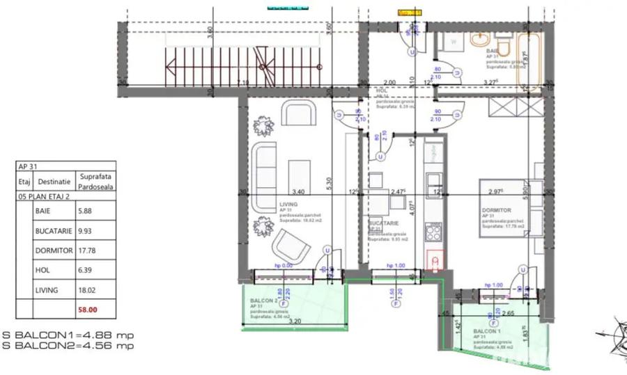 Apartament 2 camere de INCHIRIAT - complet mobilat - 5