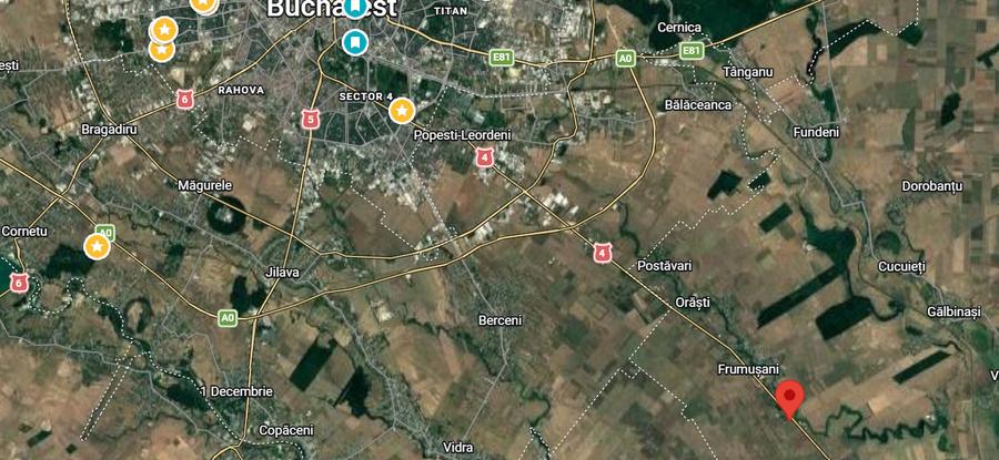 Teren intravilan 4.990 mp – Frumușani, zona Pasărea | Deschidere 22,5 m - 5