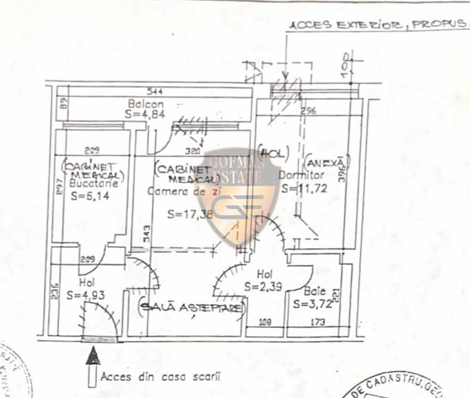 Ap 2 cam + dependinte, 51.12 mp ABATOR, parter, cabinet dentar 2 intrari, balcon - 26
