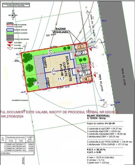 Teren intrav.3000mp(2357m+cota dr)91.92m desch. ,dezmembrat,auth,ctie pe 2loturi - 4