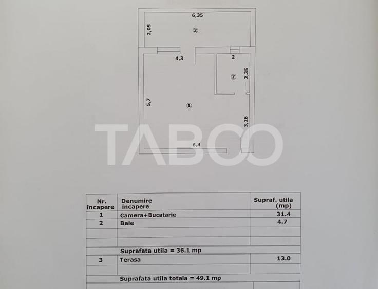 Studio de vanzare 36 mp util + terasa 13 mp finalizata 01 octombrie - 1