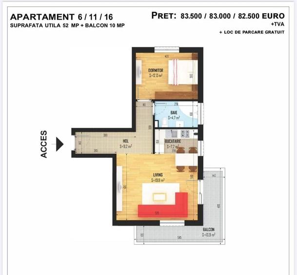 COMISION 0 | Apartament 2 camere + loc parcare cadastrat | Diamantului - 9