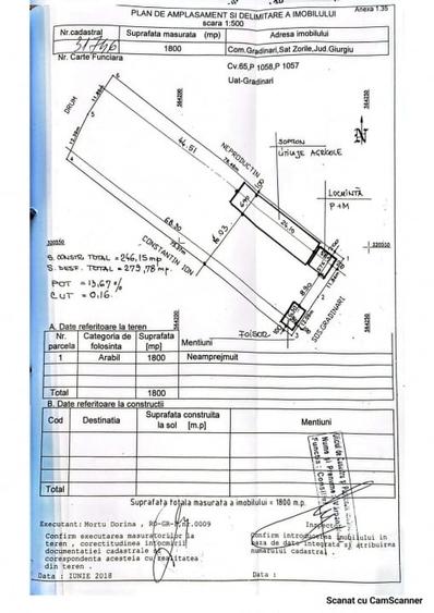 De vanzare in com. Gradinari proprietate 1800mp - 1