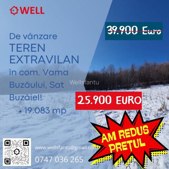 De vânzare teren extravilan în com. Vama Buzăului, Sat Buzăiel!
