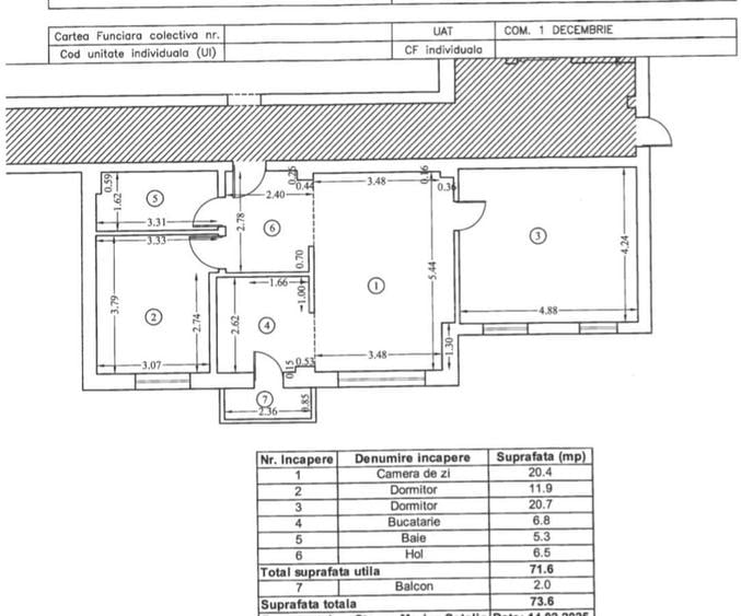Apartament cu 3 camere semidecomandat în 1 Decembrie