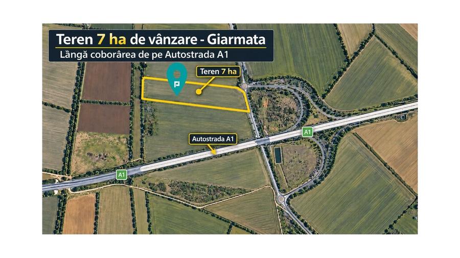 Teren agricol extravilan de 70201 mp, în Giarmata