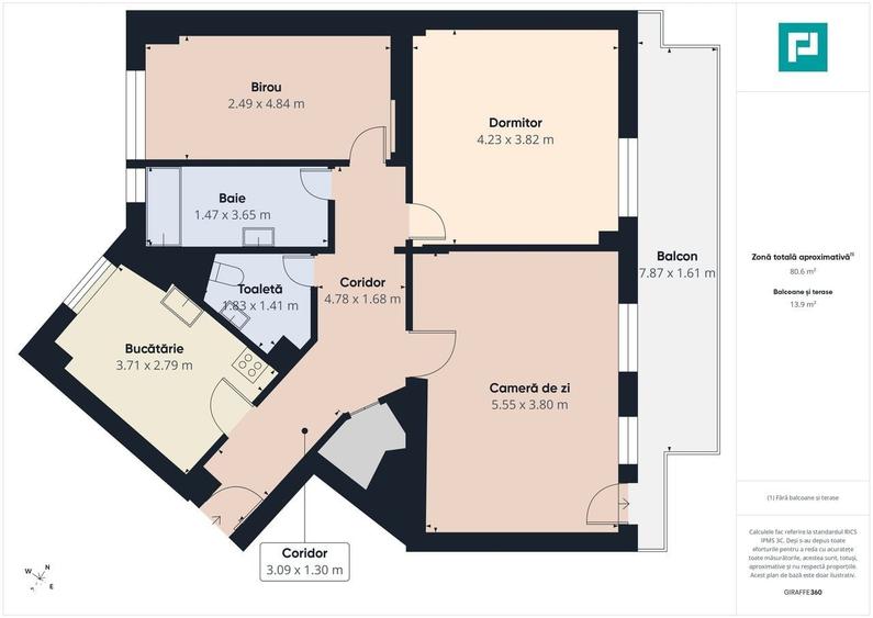Apartament cu 3 camere decomandat în Națiunile Unite