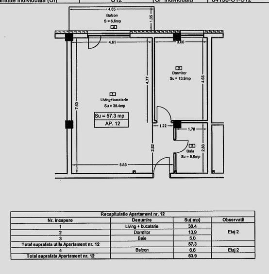 Apartament cu 2 camere semidecomandat în Florești